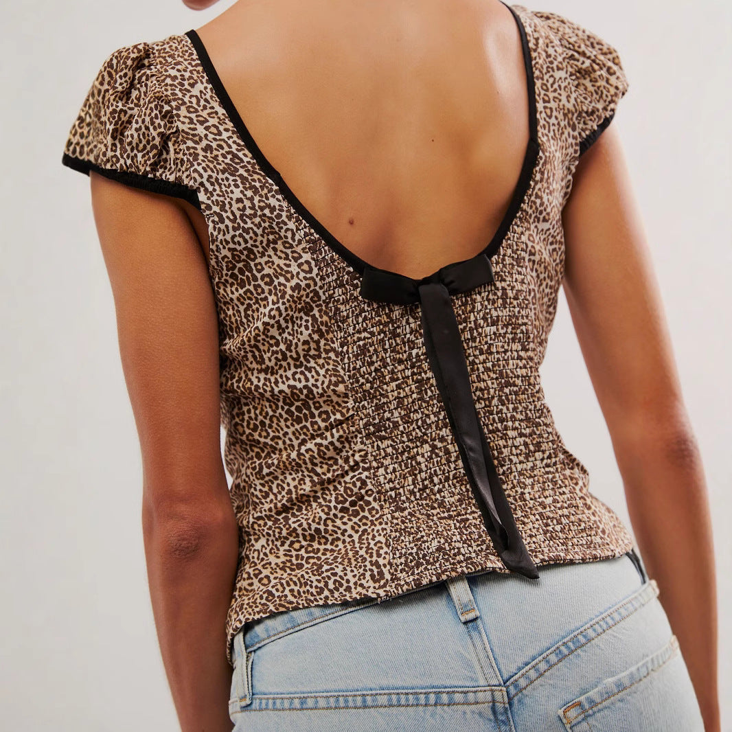 Dam T Shirt Rundhals Djurmönster Polyester Kort Ärmar-3