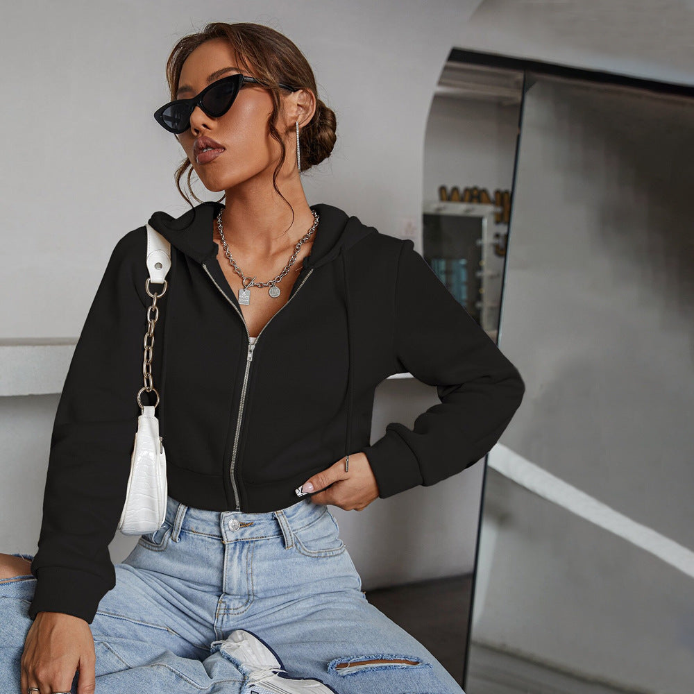 Dam Crop Hoodie Modern Design Mjuk Material 5