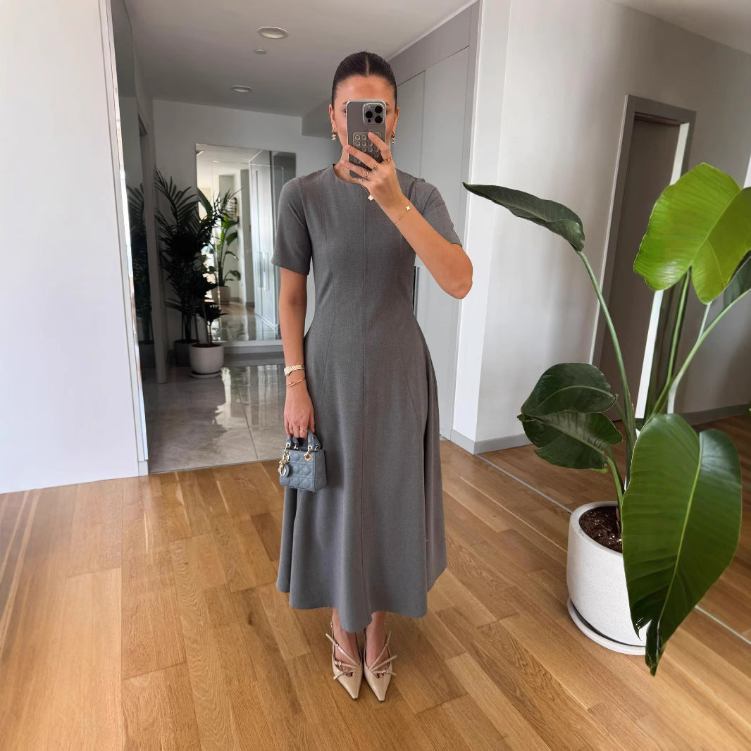 Dam Långklänning Med Midjekonstruktion Enfärgad Polyester-4