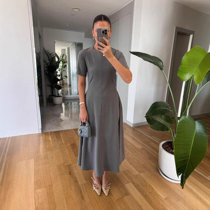 Dam Långklänning Med Midjekonstruktion Enfärgad Polyester-4