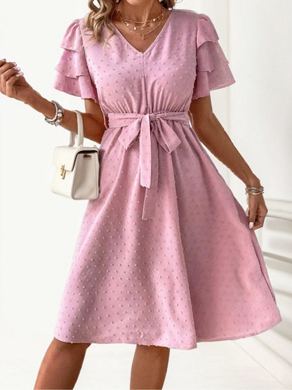 Variant image for Kvinnors A-linjeformad Klänning Polka Dots Chiffong-1