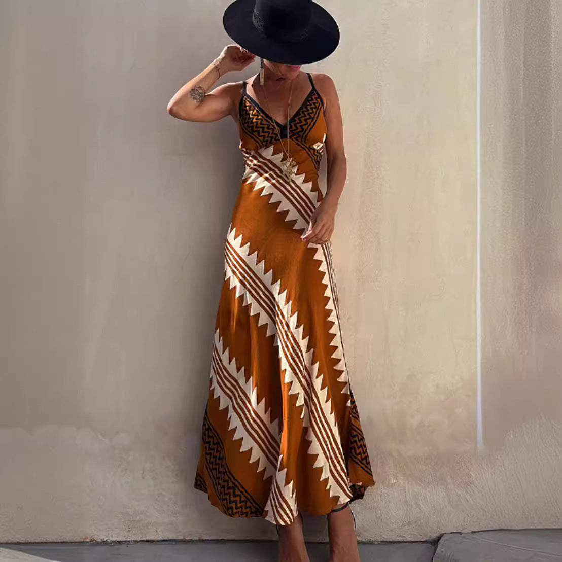 Maxiklänning Dam Blommönster Spagettiträningar Polyester Mermaid Silhuett-3