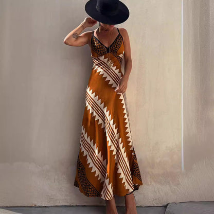 Maxiklänning Dam Blommönster Spagettiträningar Polyester Mermaid Silhuett-3