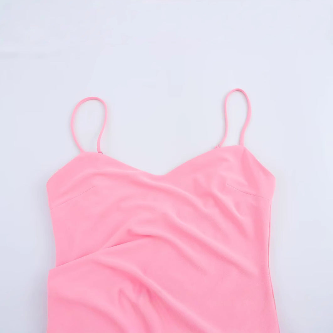 Dam Midi Klänning Rynkad Polyester för Sommarfester och Bröllop-2