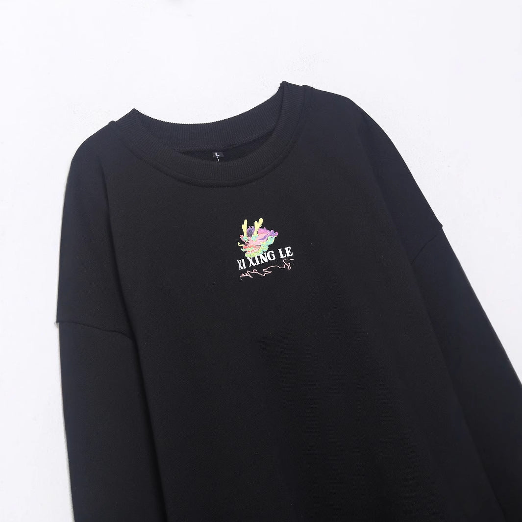 Dam Tröja Broderidesign Mjuk Bomullsmix Avslappnad Passform-4