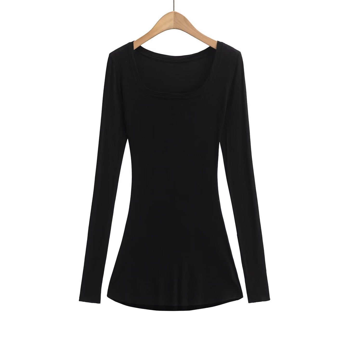 Kvinnors Långärmad Topp U-Hals Bomullsmix 10