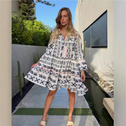 Variant image for Dam MIDI-klänning V-ringad A-linjeformad Polyester med Tre Fjärdedelar Ärmar-6