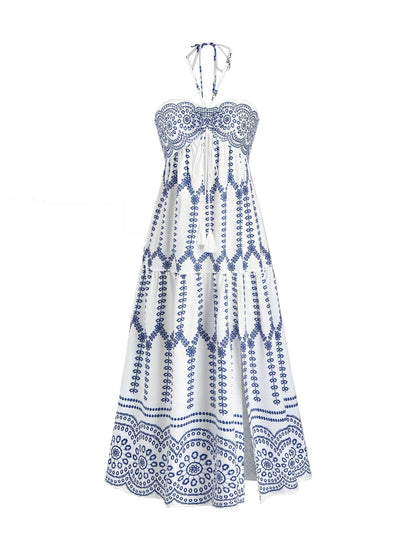 Damklänning A-Line Geometriskt Mönster Polyester Ärmlös Medellång-1