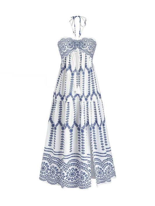 Damklänning A-Line Geometriskt Mönster Polyester Ärmlös Medellång-1