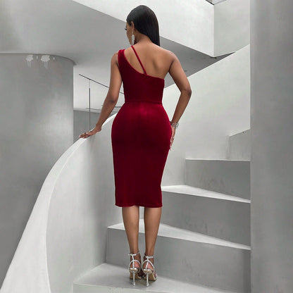 Dam Bodycon Kjol Asymmetrisk Midi Högkvalitativt Tyg-3