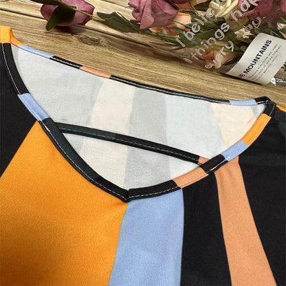 Dam Midi Kjol med Randiga Fladdermusärmar Polyester-4