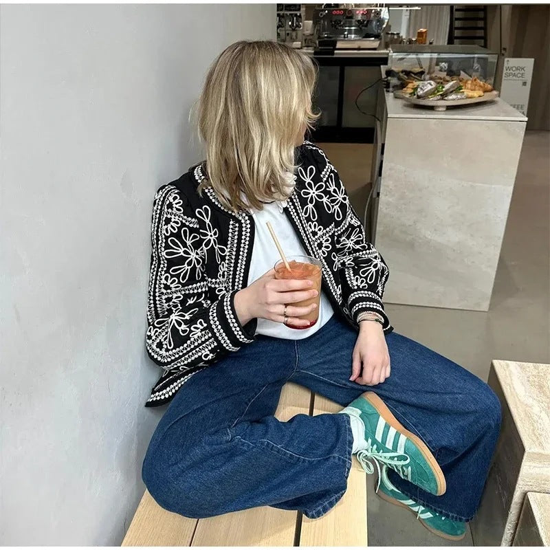 Damkjol Blommönster Elastiskt Midjeband Lätt Andningsbart Tyg-5