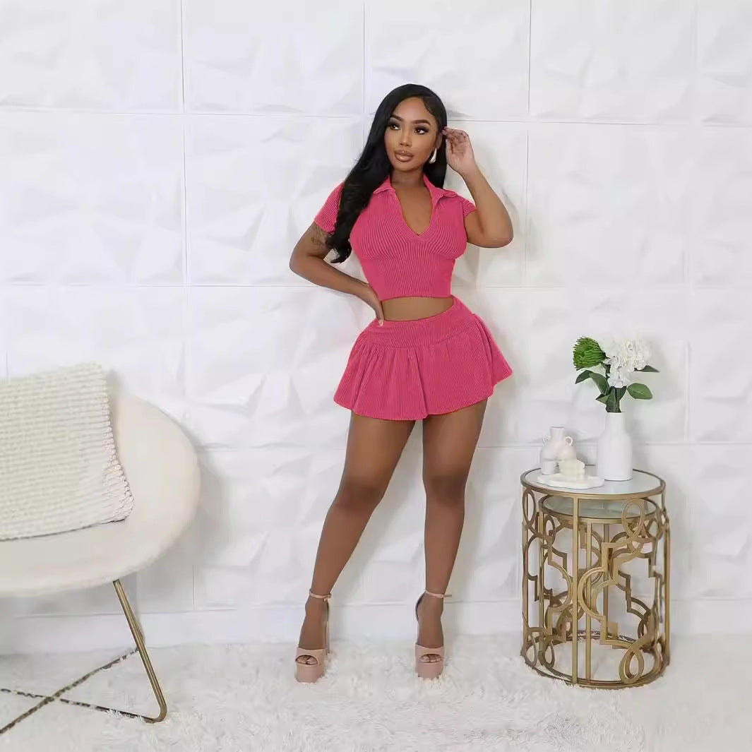 Kvinna Mini Kjol Veckad Polyester för Vardags- och Feststil-4