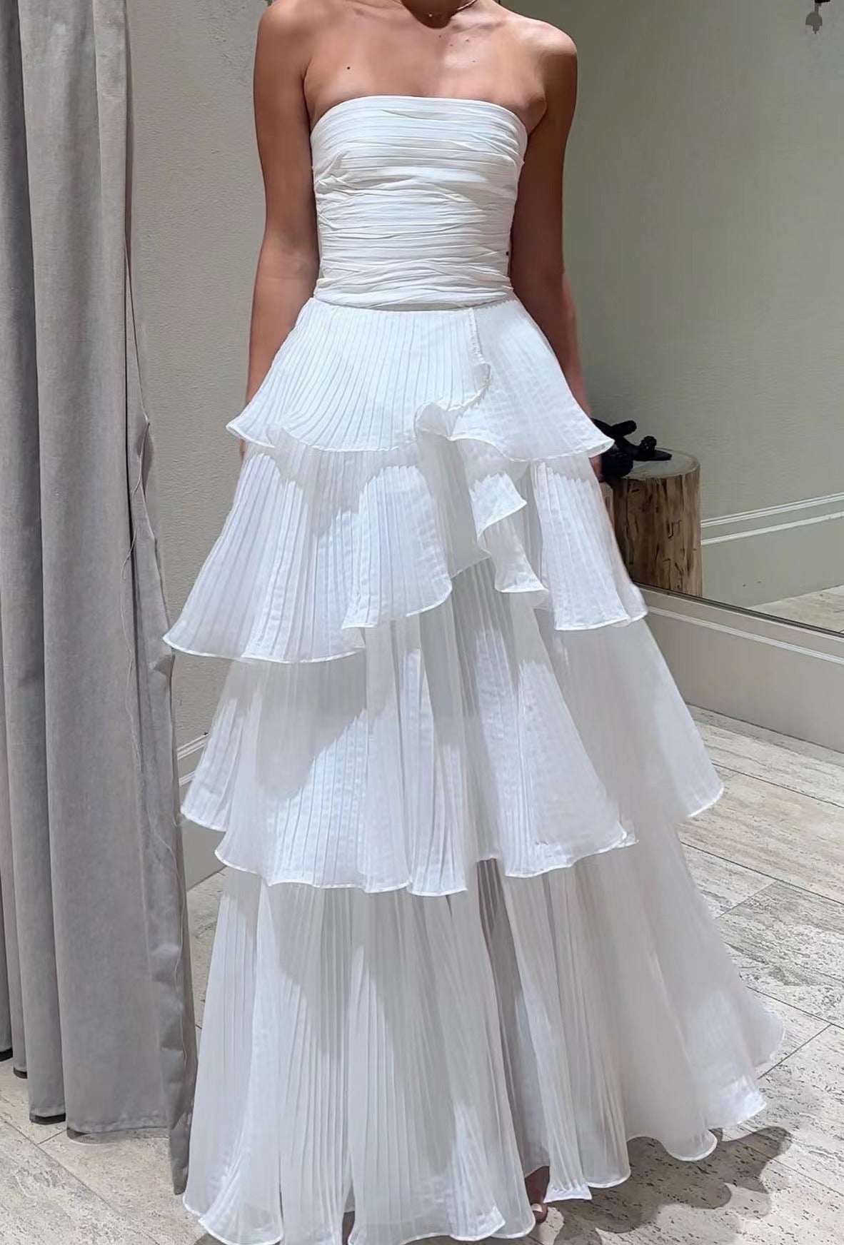 Variant image for Fina Dam Klänningar A-Line Spandex Midi Klänning Ärmlös One-Shoulder-1