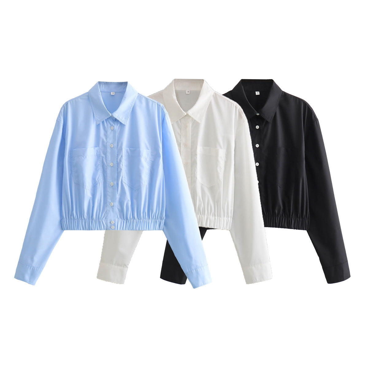 Dam Skjorta Långärmad Öppen Cardigan Stil Polyester med Elastisk Midja-2
