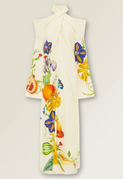 Variant image for Maxiklänning Dam Blommig A-Linje Långa Ärmar 100% Polyester-1