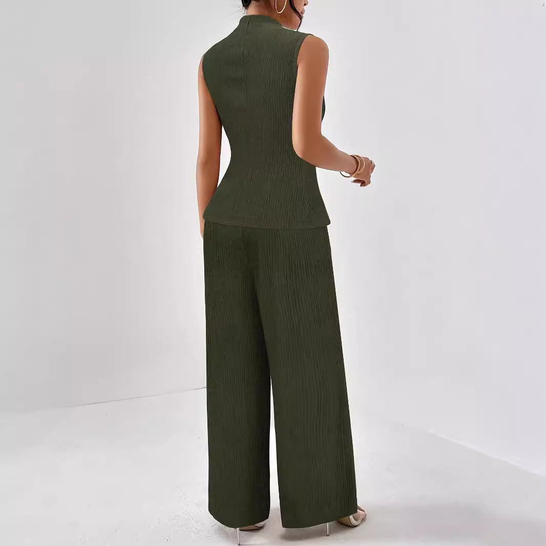 Kvinnors Jumpsuit Höghalsad Ribbad Elastisk Tyg 4