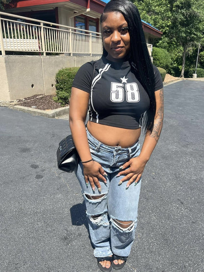 Variant image for Dam T Shirt Crop Top Elastisk Polyester Rund Krage-14