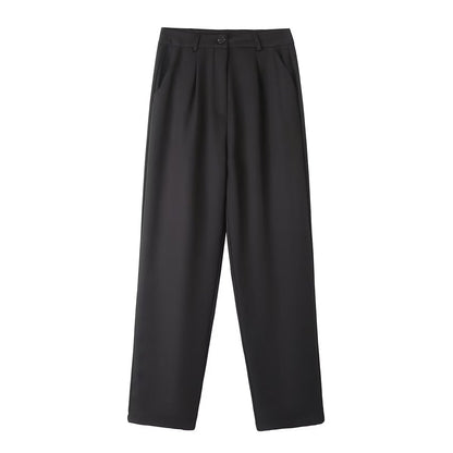 Variant image for Dam Blazer Set Hög Midja Raka Byxor Polyester Blandning-13