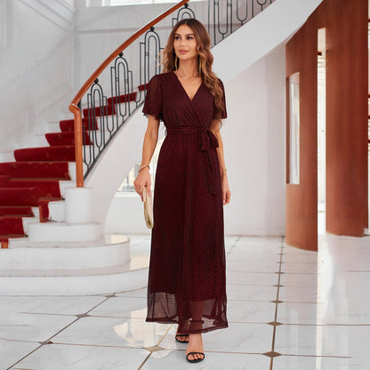 Variant image for Damklänning A-linjeformad med Bindningsbälte Polyester-5