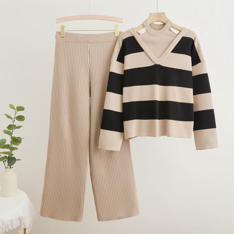 Högmidjade Byxor Set för Dam i Spandex med Draperad Design – Långa Ärmar, Svart och Khaki 4