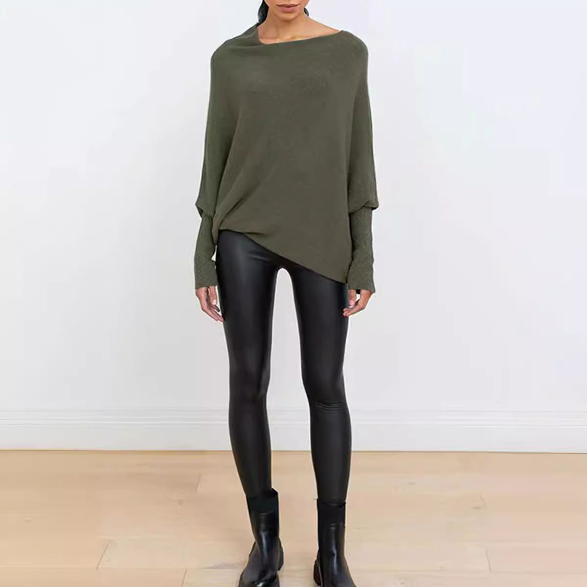 Dam Stickad Tröja Off-Shoulder Akryl-5