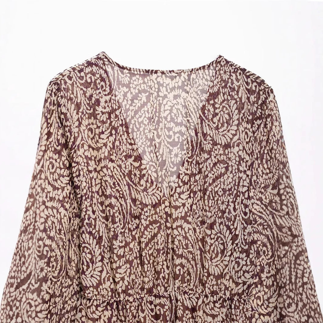 Damklänning A-Line Mönstrad Midi 100% Polyester 5