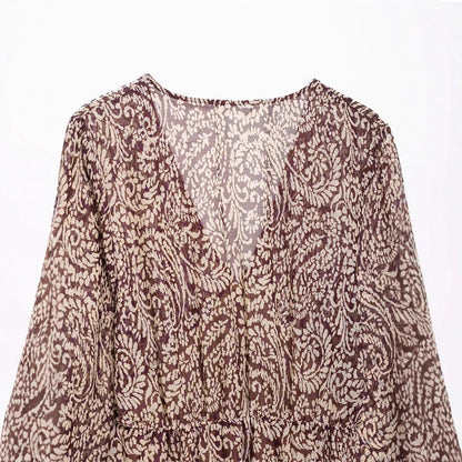 Damklänning A-Line Mönstrad Midi 100% Polyester 5