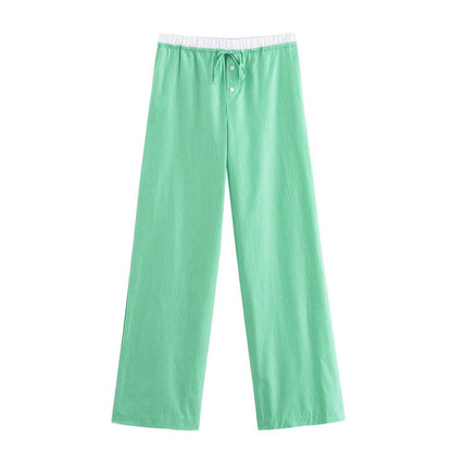 Damset med Dekorativ Skjorta och Långa Byxor i Mjuk Polyester-4