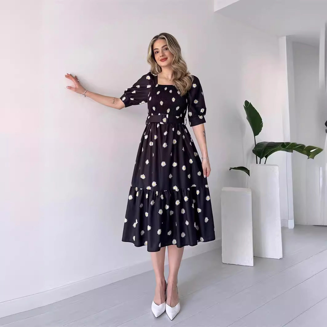 Kvinnors Midi Klänning U-ringad Polyester 3