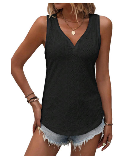 Variant image for Dam Löst Sittande Tank Top V-Ringning Polyester-11