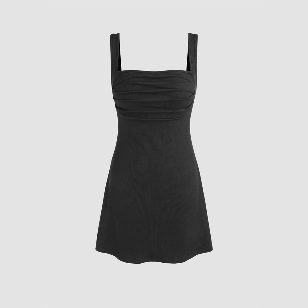 Kvinnors Mini Klänning Figursydd Ruffle Mjuk Elastisk Tyg-4