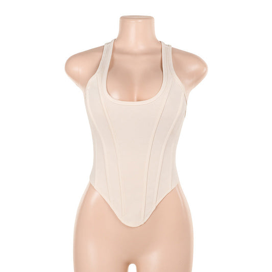 Dam Bodysuit Figur-huggande med Smala Remmar Mjuk Elastisk Blandning 1