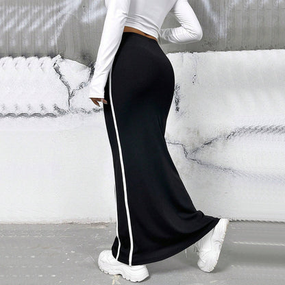 Dam Bodycon Kjol Kontrasterande Design Polyester-3