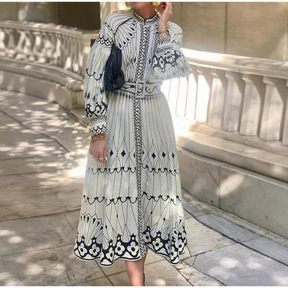 Fina Dam Klänningar A-Linje Hög Midja Långärmad Kvalitativt Tyg-2