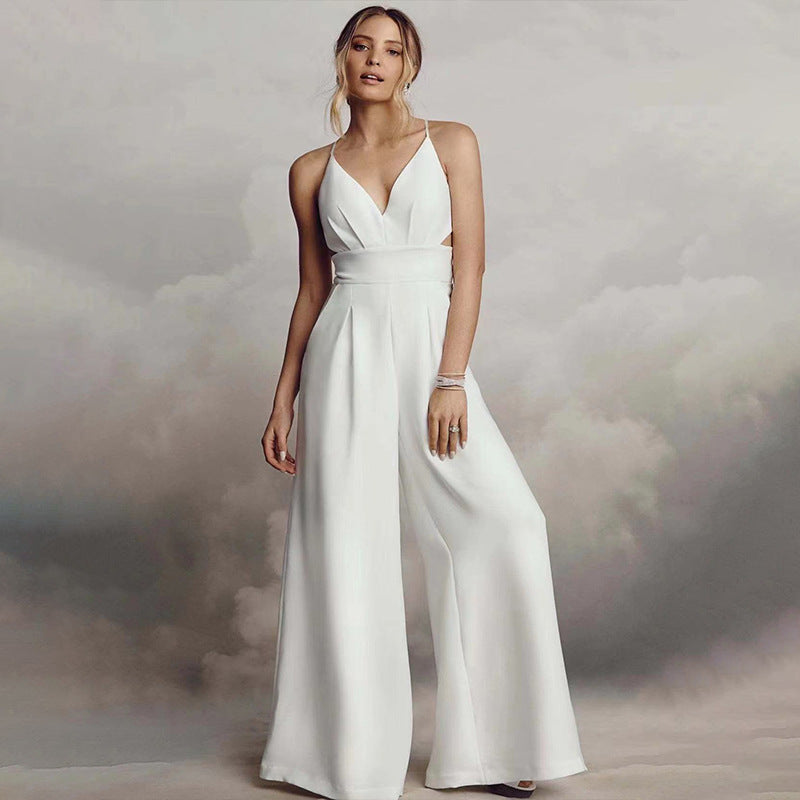 Kvinnors Jumpsuit Bodycon V-ringning Polyester Ärmlös Midi 1