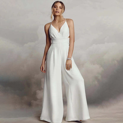 Kvinnors Jumpsuit Bodycon V-ringning Polyester Ärmlös Midi 6