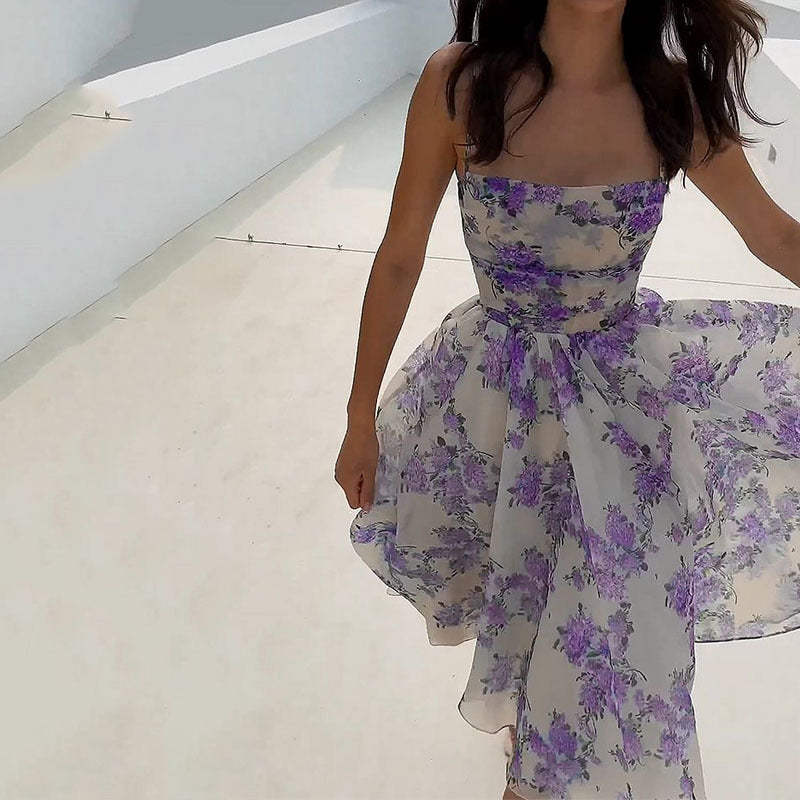 Kvinnors Lång Klänning Spaghetti Band Polyester-3