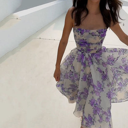 Kvinnors Lång Klänning Spaghetti Band Polyester-3