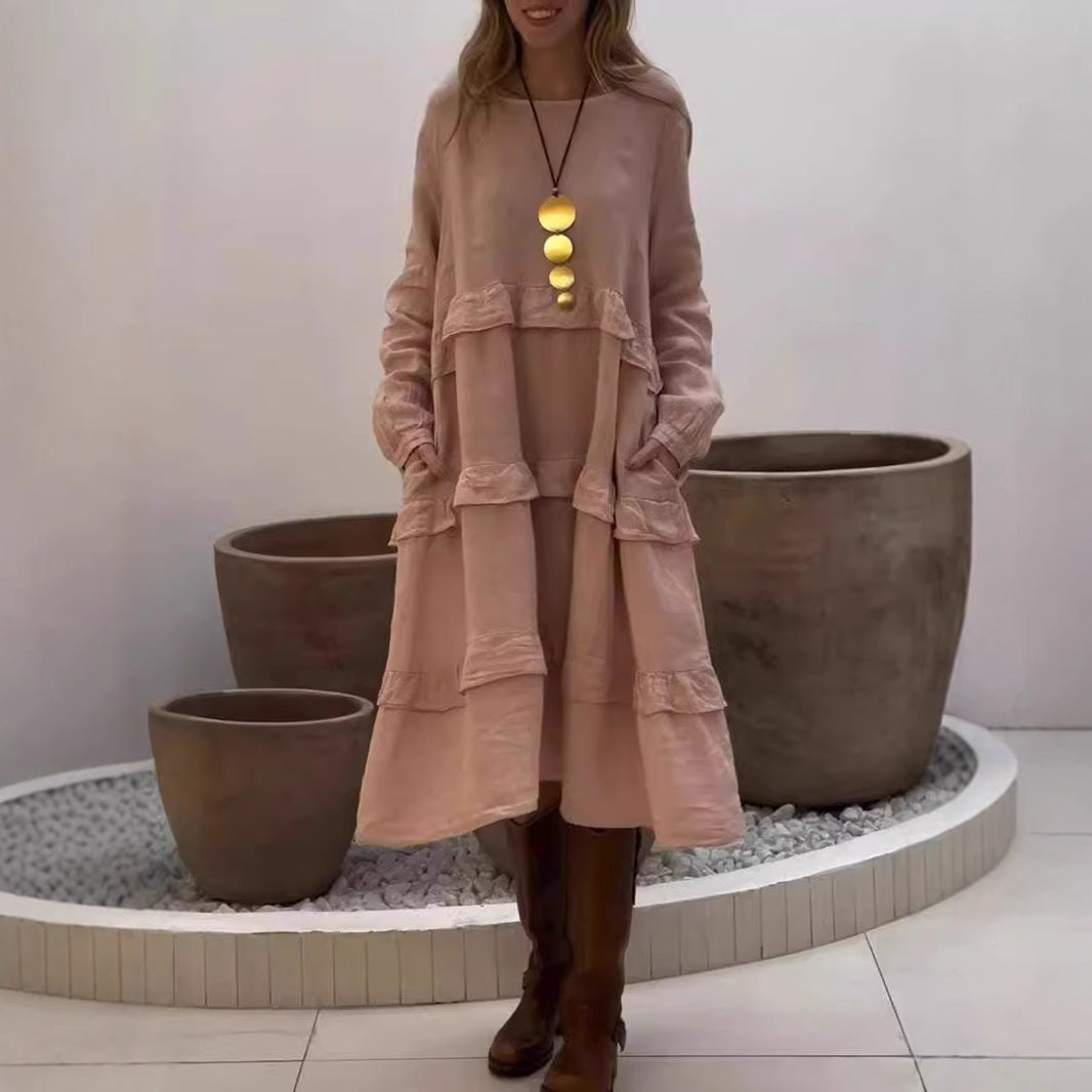 Kvinnors A-Line Klänning Lång Ärmar Polyester-5