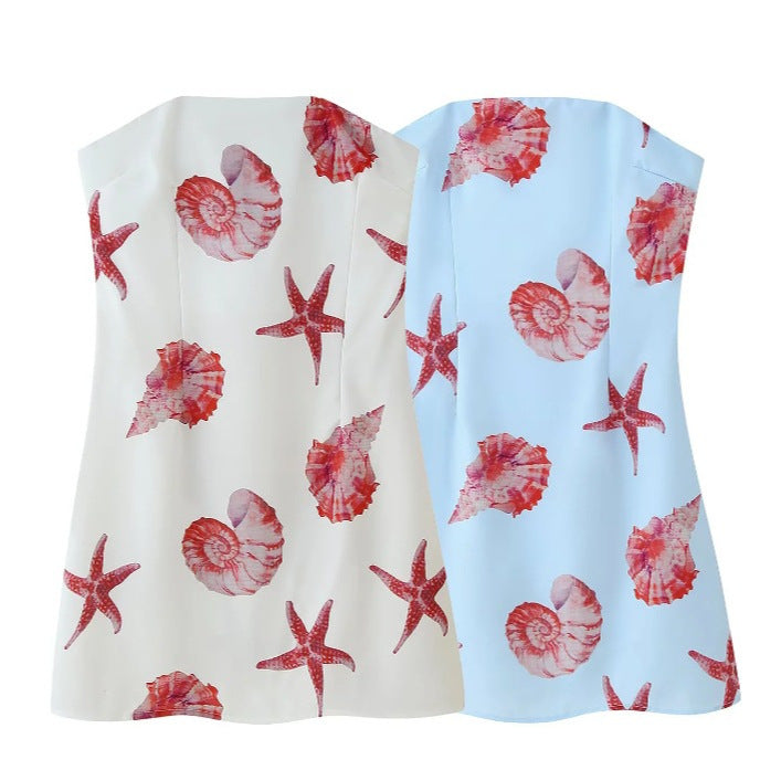 Kvinnors Miniklänning Blommönster Ärmlös Högkvalitativt Tyg-6