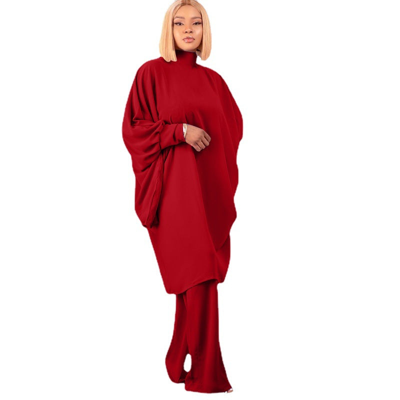 Kvinnors Byxset Batwing Ärmar Snörning Patchwork-5