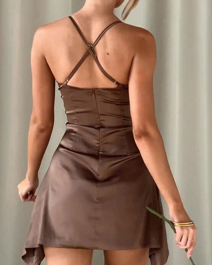 Kvinna A-linjeformad Klänning V-ringning Spandex Midi-3