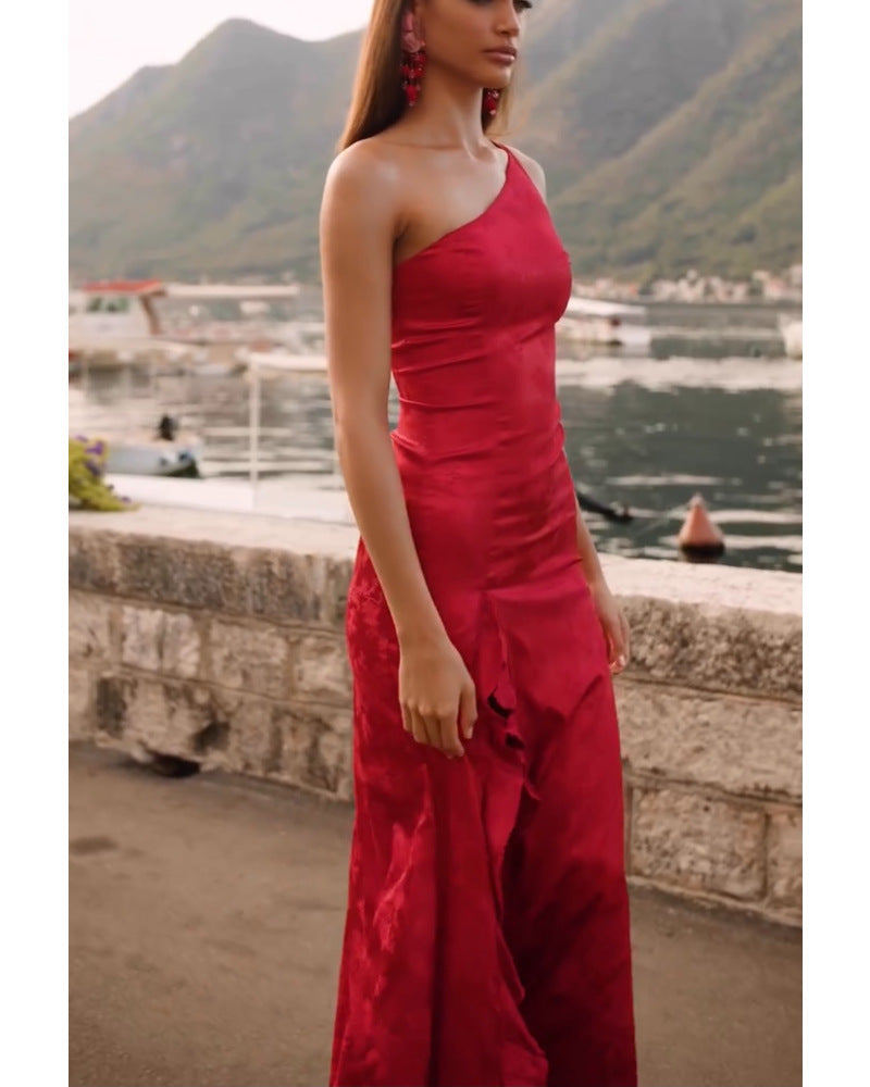 Kvinnors Aftonklänning Lång Georgette Ärmlös Elegant Maxi Klänning-3