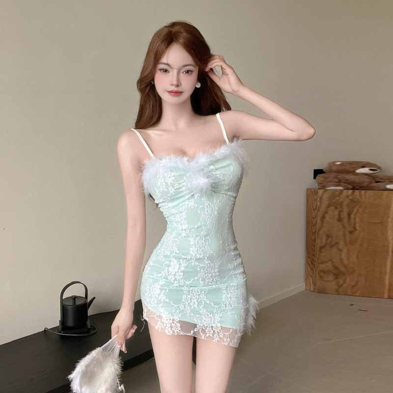 Variant image for Dam Spetsklänning Kort Kjol Elegant Spets Polyester-7