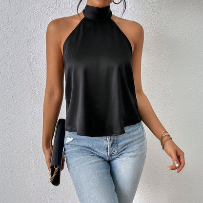 Kvinnors Halterneck Top Stretch Polyester Elegant Design-4