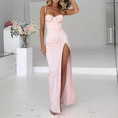 Damklänning A-linjeformad Spaghetti Band Polyester-2