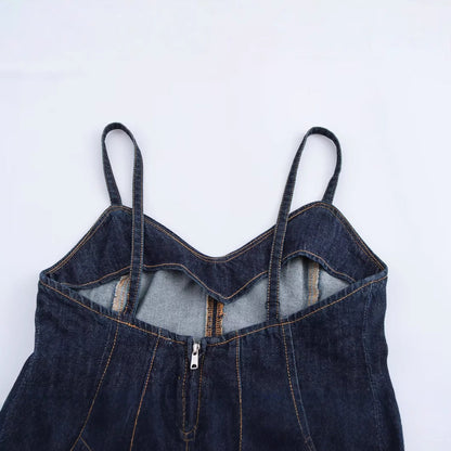 Dam Cami Top Spaghetti Band Denim-5
