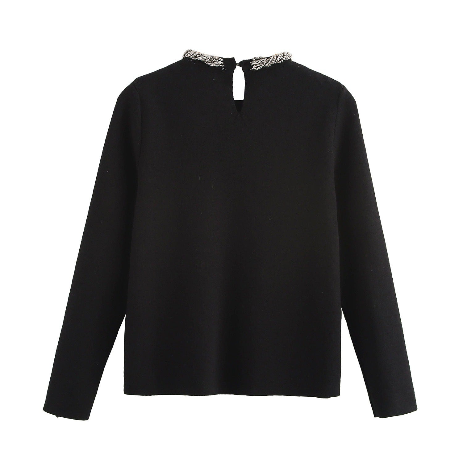 Dam Stickad Tröja med Kedjedekoration och Fickor i Mjuk Kvalitet 2