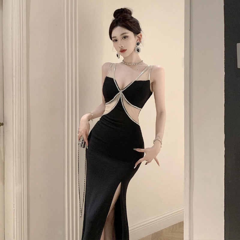 Dam Sommarklänning V-Neck Elastisk Lång Kjol-2